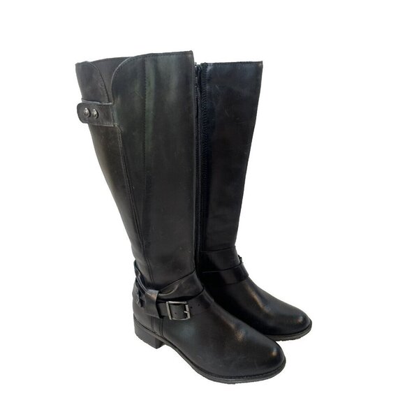 Hush Puppies tall waterproof riding Boots black leather size 6 - Picture 1 of 14